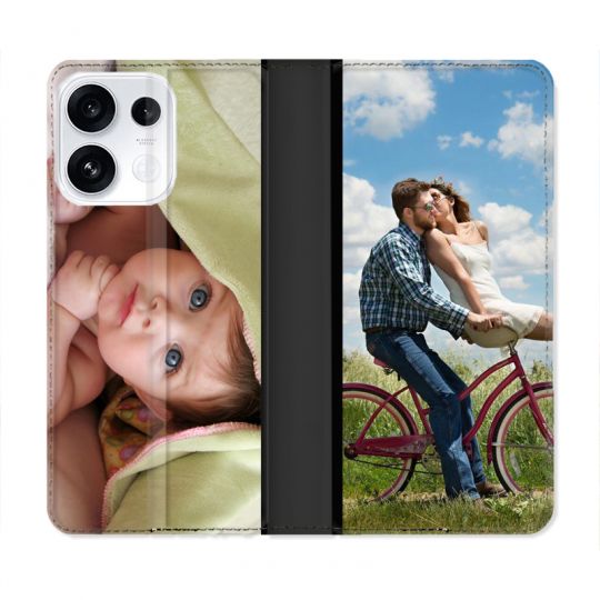 Housse Cuir Portefeuille Personnalisée OPPO Reno16 F 5G Étui Protection avec Photo, Texte, Logo, Design