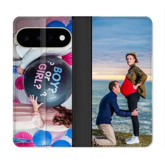 Housse Cuir Portefeuille Personnalisée Google Pixel 11 5G Étui Protection avec Photo, Texte, Logo, Design
