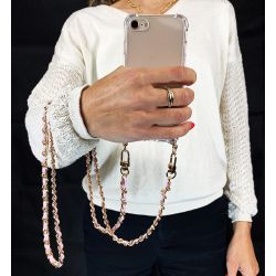Coque Pour Iphone 18 Pro avec Lanière Cordon Chaine suspendue Rose