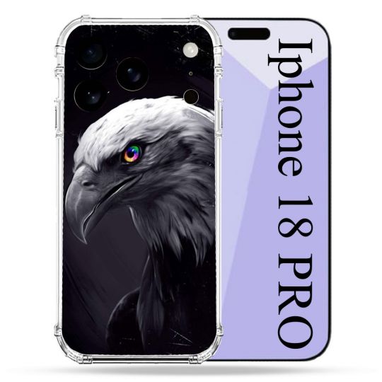 Coque Renforcée Pour Iphone 18 Pro Animal Aigle Royal Noir