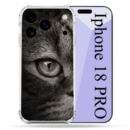 Coque Renforcée Pour Iphone 18 Pro Animal Chat Gris