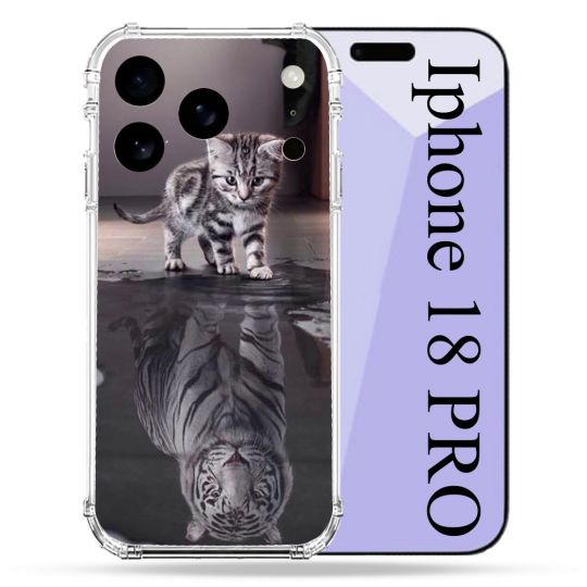Coque Renforcée Pour Iphone 18 Pro Animal Chat Reflet