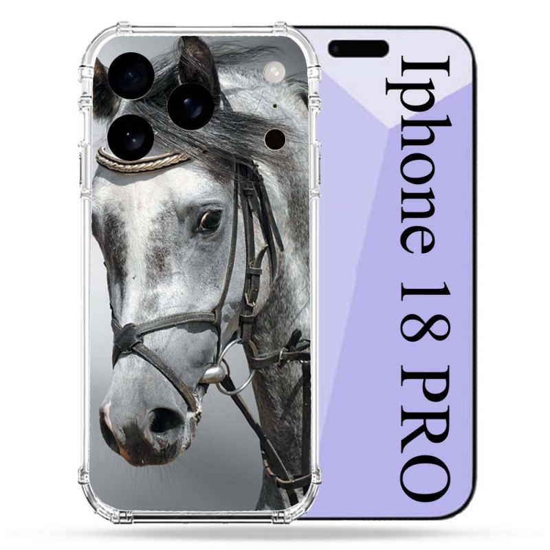 Coque Renforcée Pour Iphone 18 Pro Animal Cheval Blanc