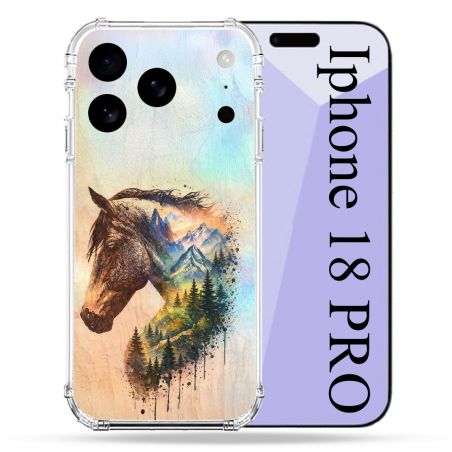 Coque Renforcée Pour Iphone 18 Pro Animal Cheval Montagne