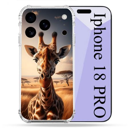 Coque Renforcée Pour Iphone 18 Pro Animal Girafe Savane