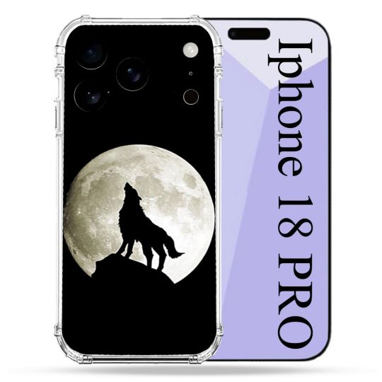 Coque Renforcée Pour Iphone 18 Pro Animal Loup Noir
