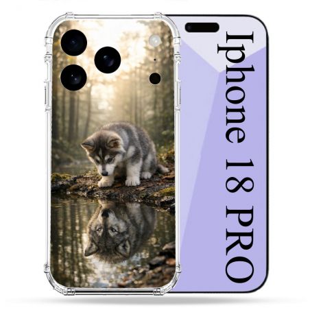 Coque Renforcée Pour Iphone 18 Pro Animal Loup Reflet