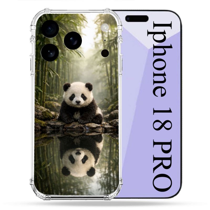 Coque Renforcée Pour Iphone 18 Pro Animal Panda Reflet