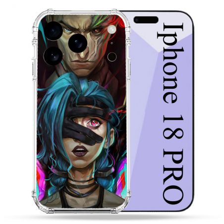 Coque Renforcée Pour Iphone 18 Pro Arcane Jinx Bleu