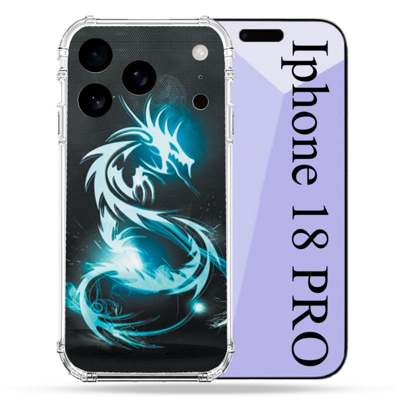 Coque Renforcée Pour Iphone 18 Pro Fantastique Dragon Bleu