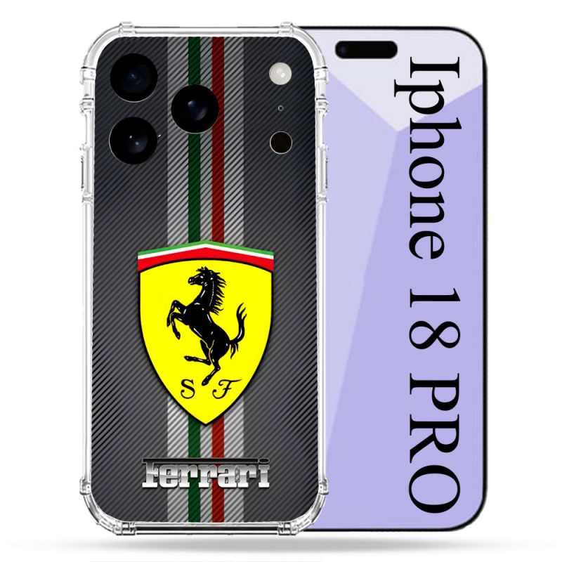 Coque Renforcée Pour Iphone 18 Pro Ferrari Carbone