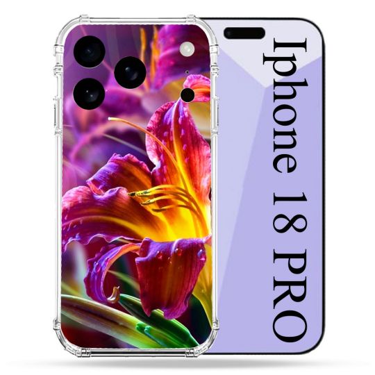 Coque Renforcée Pour Iphone 18 Pro Fleur Lys Color