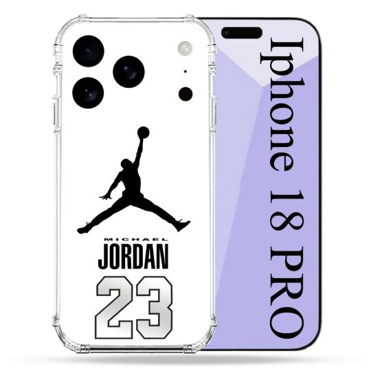 Coque Renforcée Pour Iphone 18 Pro Jordan 23 Blanc