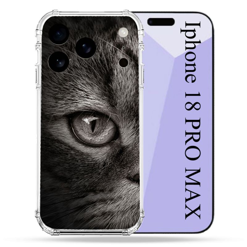 Coque Renforcée Pour Iphone 18 Pro Max Animal Chat Gris