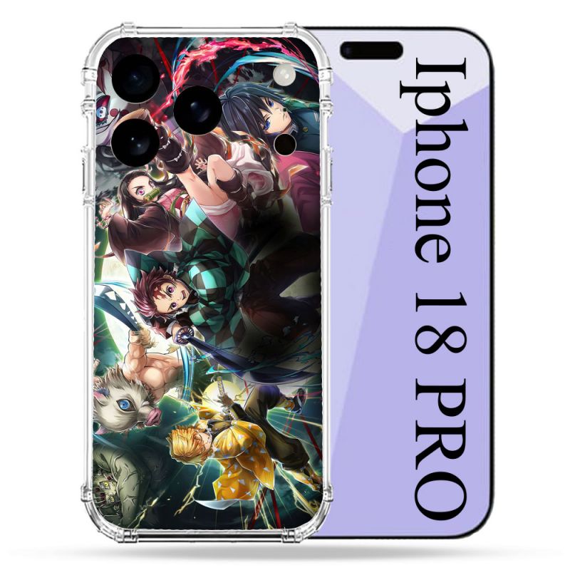 Coque Renforcée Pour Iphone 18 Pro Manga Demon Slayer Groupe