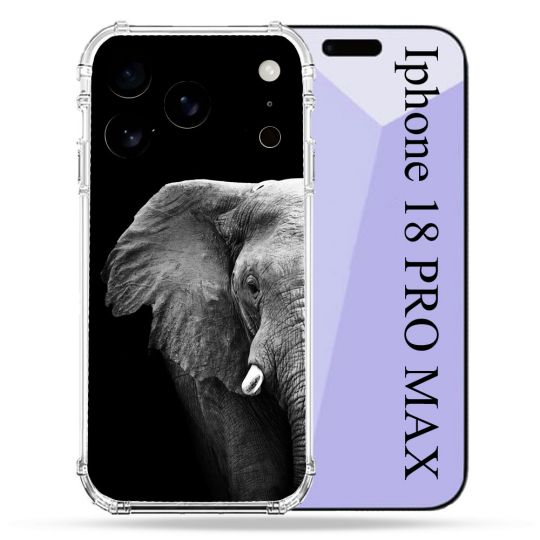 Coque Renforcée Pour Iphone 18 Pro Max Animal Elephant Noir