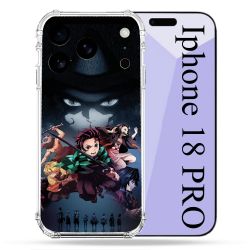 Coque Renforcée Pour Iphone 18 Pro Manga Demon Slayer Noir