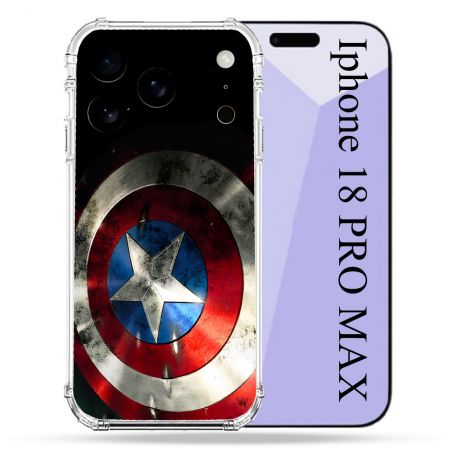 Coque Renforcée Pour Iphone 18 Pro Max Captain America Bouclier