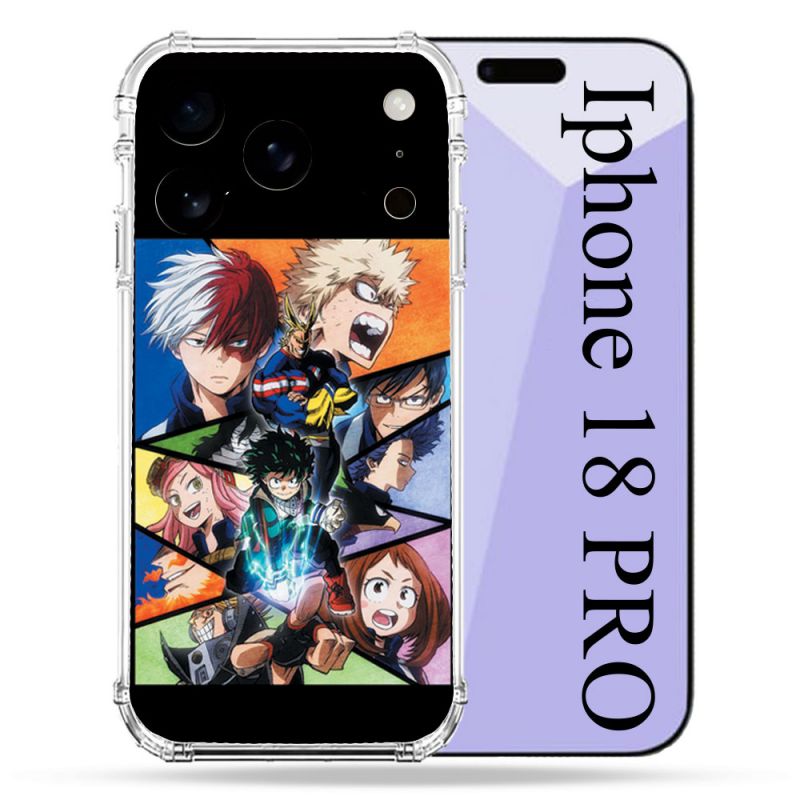 Coque Renforcée Pour Iphone 18 Pro Manga My Hero Academia Noir