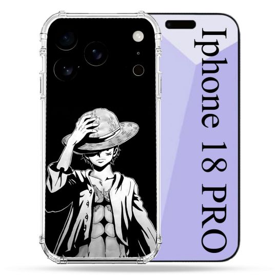 Coque Renforcée Pour Iphone 18 Pro Manga One Piece Luffy Noir