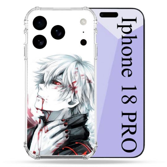 Coque Renforcée Pour Iphone 18 Pro Manga Tokyo Ghoul Kaneki Blanc