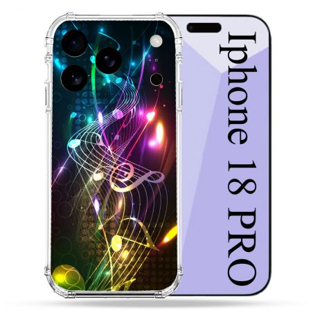 Coque Renforcée Pour Iphone 18 Pro Musique Partition Multicolore