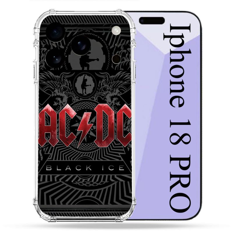 Coque Renforcée Pour Iphone 18 Pro Musique Rock ACDC Rouge