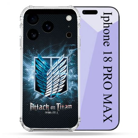 Coque Renforcée Pour Iphone 18 Pro Max Manga Attaque Titans Noir