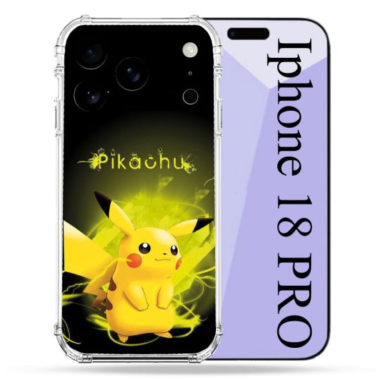 Coque Renforcée Pour Iphone 18 Pro Pokemon Pikachu Eclair