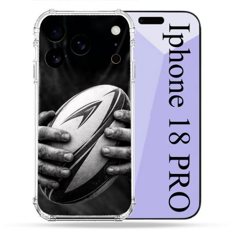 Coque Renforcée Pour Iphone 18 Pro Sport Rugby Ballon Moderne