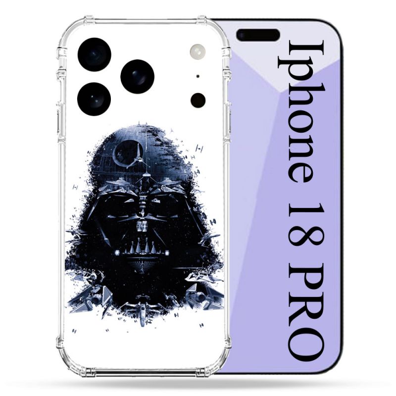 Coque Renforcée Pour Iphone 18 Pro Star Wars - Dark Vador Blanc