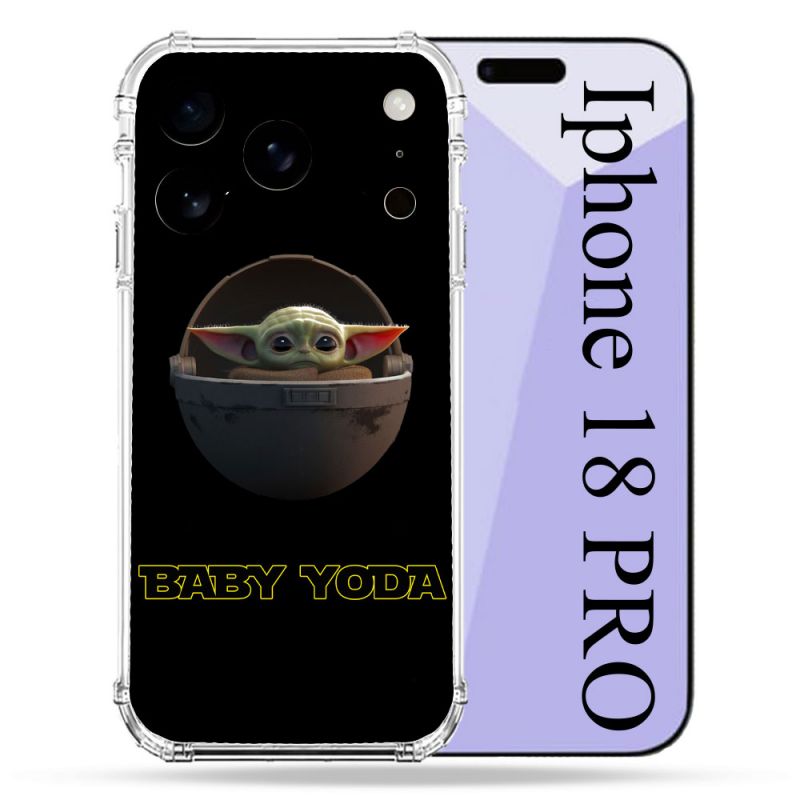 Coque Renforcée Pour Iphone 18 Pro Star Wars - Yoda bebe noir
