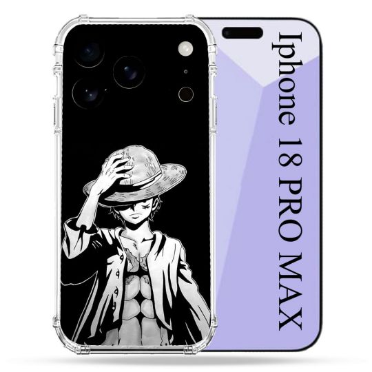 Coque Renforcée Pour Iphone 18 Pro Max Manga One Piece Luffy Noir