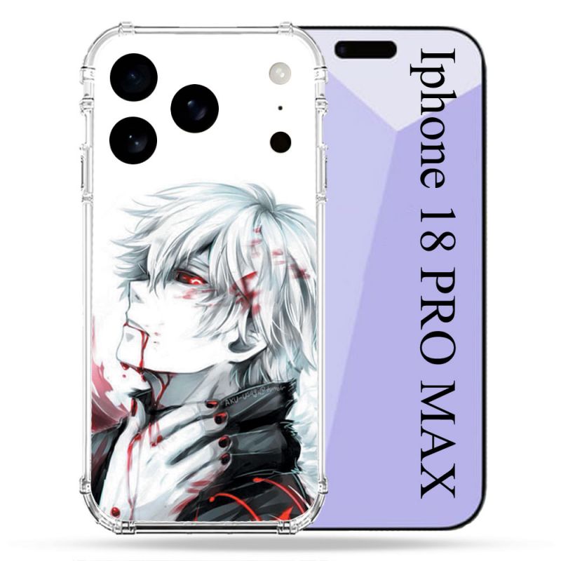 Coque Renforcée Pour Iphone 18 Pro Max Manga Tokyo Ghoul Kaneki Blanc