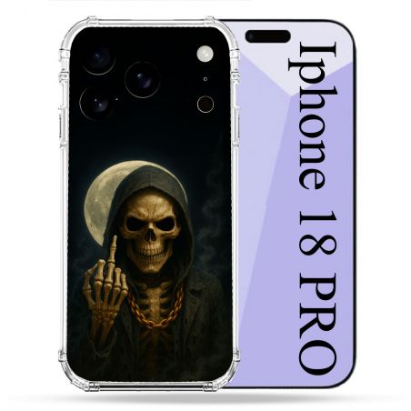 Coque Renforcée Pour Iphone 18 Pro Tete de Mort Doigt 2026