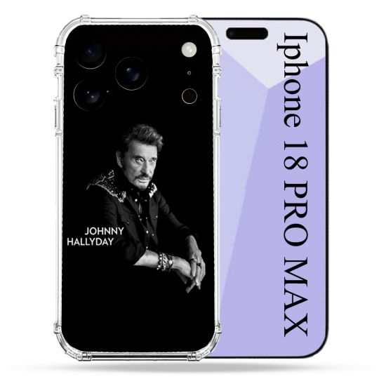 Coque Renforcée Pour Iphone 18 Pro Max Musique Johnny Hallyday Noir