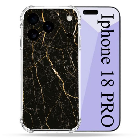 Coque Renforcée Pour Iphone 18 Pro Texture Marbre Noir