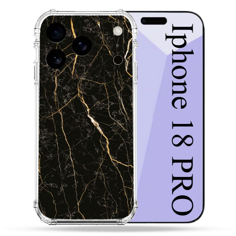 Coque Renforcée Pour Iphone 18 Pro Texture Marbre Noir