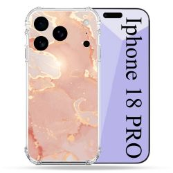 Coque Renforcée Pour Iphone 18 Pro Texture Marbre Rose