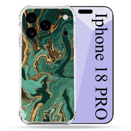 Coque Renforcée Pour Iphone 18 Pro Texture Marbre Vert