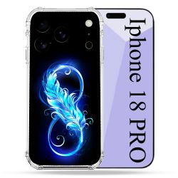 Coque Renforcée Pour Iphone 18 Pro Texture Plume Infini Bleu