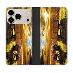 Housse cuir portefeuille Pour Iphone 18 Pro Agriculture Tracteur Color