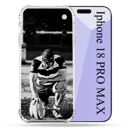 Coque Renforcée Pour Iphone 18 Pro Max Sport Rugby Noir Blanc