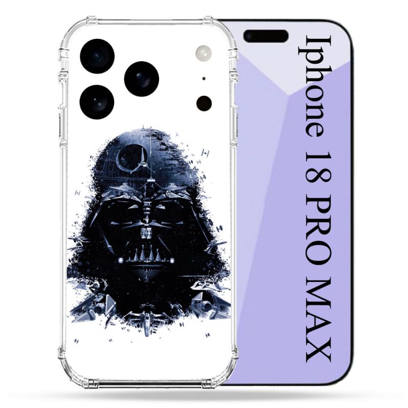 Coque Renforcée Pour Iphone 18 Pro Max Star Wars - Dark Vador Blanc