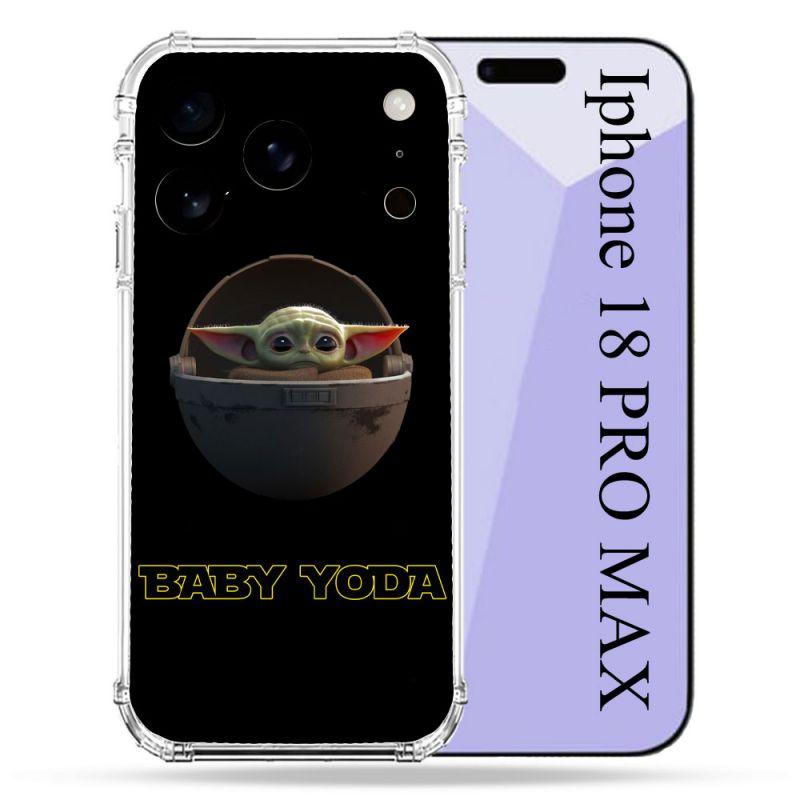 Coque Renforcée Pour Iphone 18 Pro Max Star Wars - Yoda bebe noir