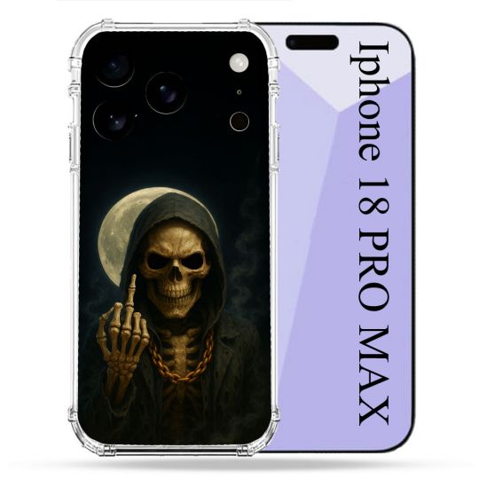 Coque Renforcée Pour Iphone 18 Pro Max Tete de Mort Doigt 2026
