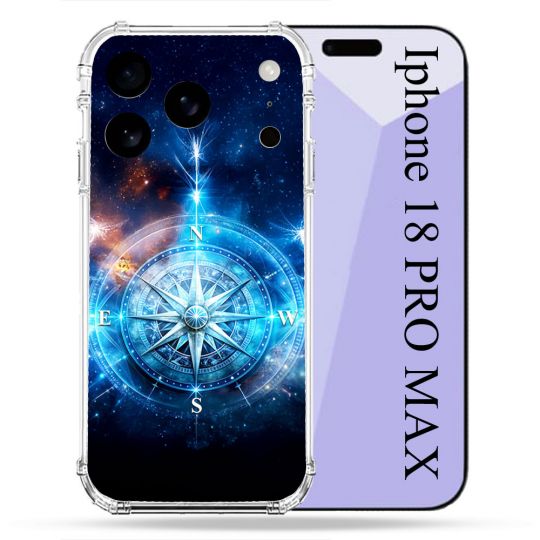 Coque Renforcée Pour Iphone 18 Pro Max Voyage Rose des Vents Stellaire