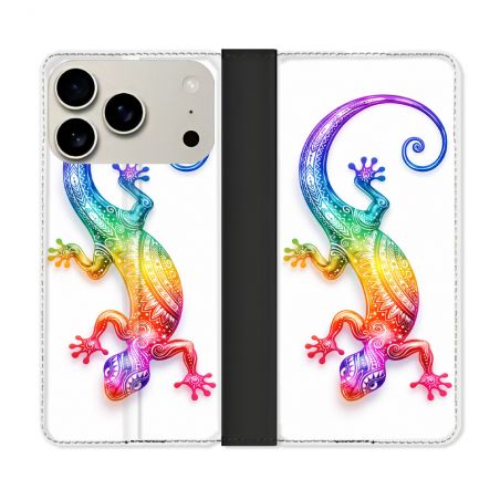 Housse cuir portefeuille Pour Iphone 18 Pro Animal Salamandre Color 2026