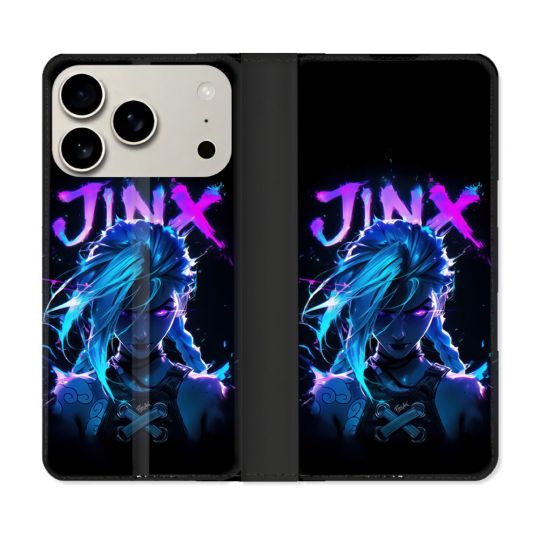 Housse cuir portefeuille Pour Iphone 18 Pro Arcane Jinx Night