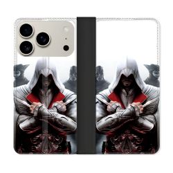 Housse cuir portefeuille Pour Iphone 18 Pro Assassin Creed Mask